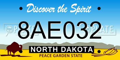 8AE032 North Dakota License Plate