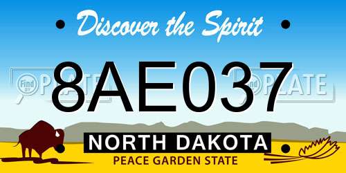 8AE037 North Dakota License Plate