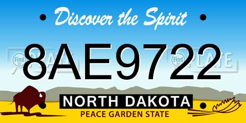 8AE9722 North Dakota License Plate