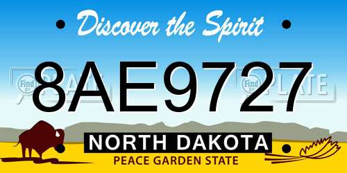 8AE9727 North Dakota License Plate