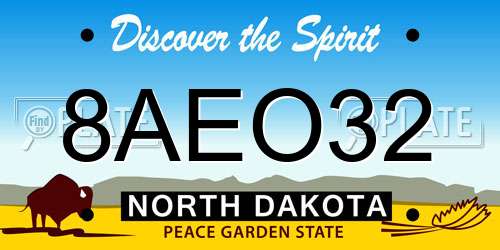 8AEO32 North Dakota License Plate