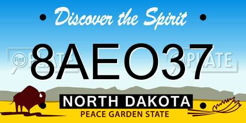 8AEO37 North Dakota License Plate