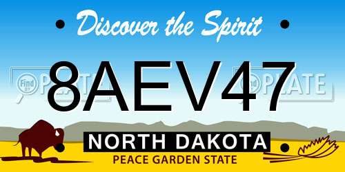 8AEV47 North Dakota License Plate