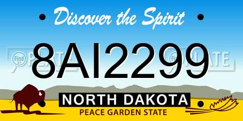 8AI2299 North Dakota License Plate