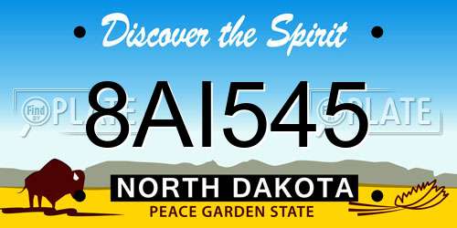 8AI545 North Dakota License Plate