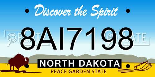 8AI7198 North Dakota License Plate
