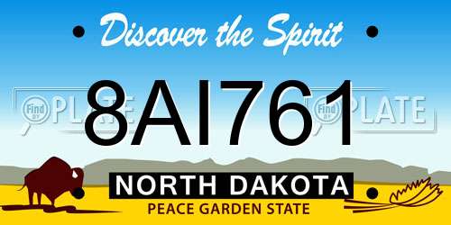 8AI761 North Dakota License Plate
