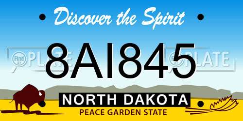 8AI845 North Dakota License Plate