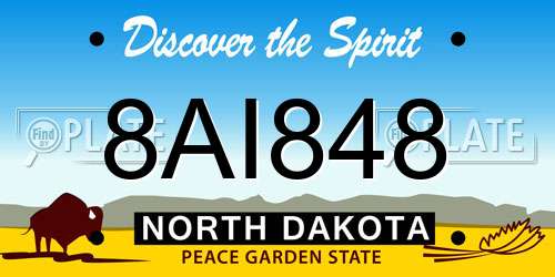 8AI848 North Dakota License Plate