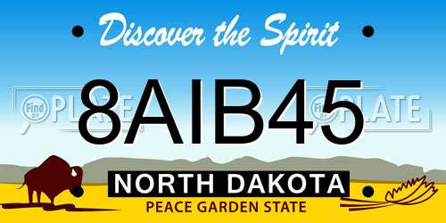 8AIB45 North Dakota License Plate