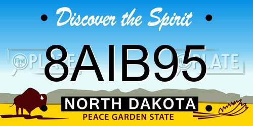 8AIB95 North Dakota License Plate