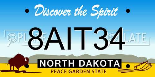 8AIT34 North Dakota License Plate