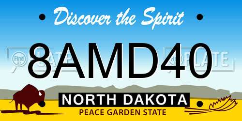 8AMD40 North Dakota License Plate