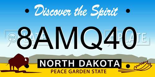 8AMQ40 North Dakota License Plate