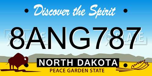 8ANG787 North Dakota License Plate