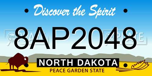 8AP2048 North Dakota License Plate