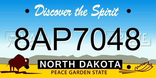 8AP7048 North Dakota License Plate