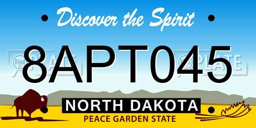 8APT045 North Dakota License Plate