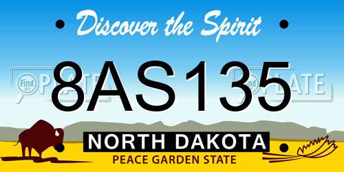 8AS135 North Dakota License Plate