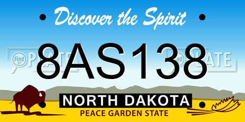 8AS138 North Dakota License Plate