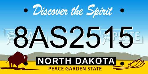 8AS2515 North Dakota License Plate