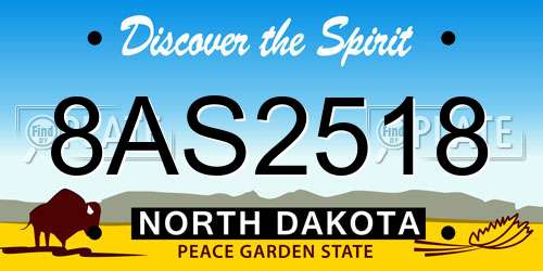 8AS2518 North Dakota License Plate