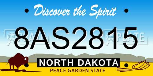 8AS2815 North Dakota License Plate
