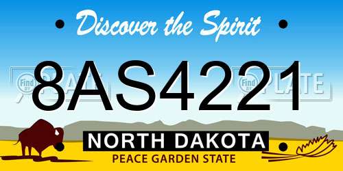 8AS4221 North Dakota License Plate