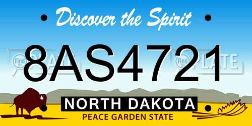 8AS4721 North Dakota License Plate
