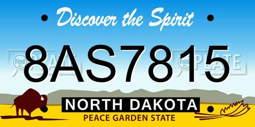 8AS7815 North Dakota License Plate