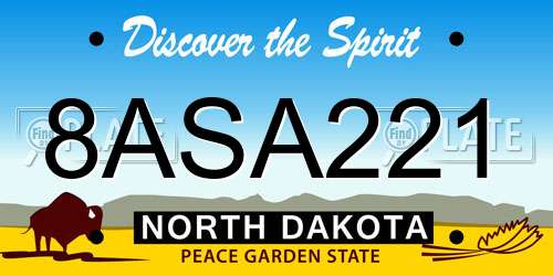 8ASA221 North Dakota License Plate