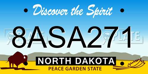 8ASA271 North Dakota License Plate