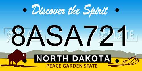 8ASA721 North Dakota License Plate