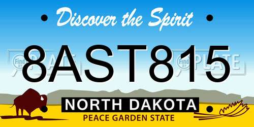 8AST815 North Dakota License Plate