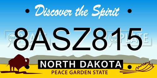 8ASZ815 North Dakota License Plate
