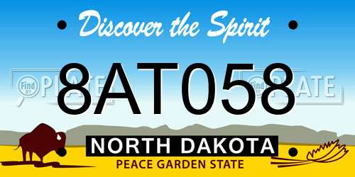 8AT058 North Dakota License Plate