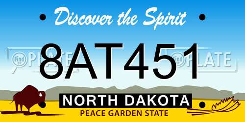8AT451 North Dakota License Plate