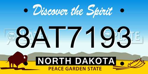 8AT7193 North Dakota License Plate