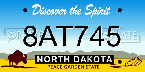 8AT745 North Dakota License Plate