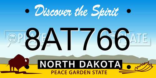 8AT766 North Dakota License Plate