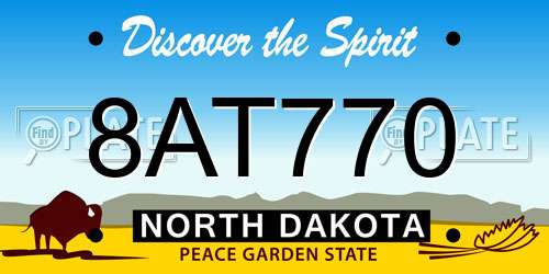 8AT770 North Dakota License Plate