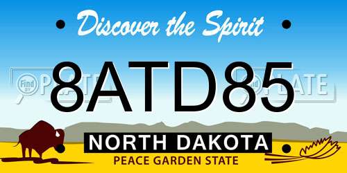 8ATD85 North Dakota License Plate