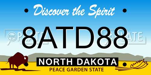 8ATD88 North Dakota License Plate