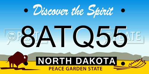 8ATQ55 North Dakota License Plate