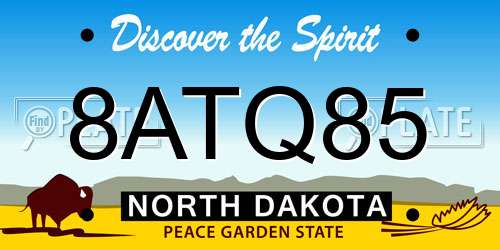 8ATQ85 North Dakota License Plate