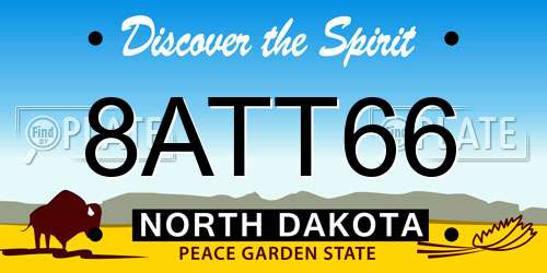 8ATT66 North Dakota License Plate