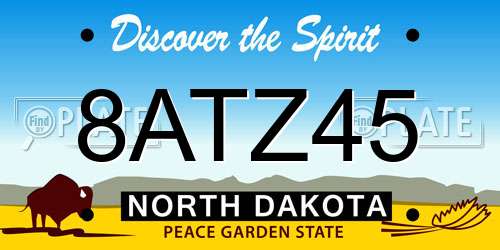 8ATZ45 North Dakota License Plate
