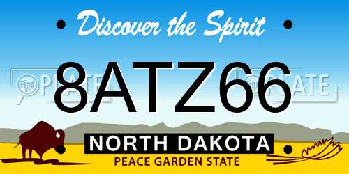 8ATZ66 North Dakota License Plate