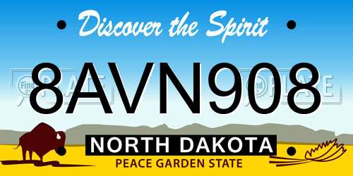 8AVN908 North Dakota License Plate