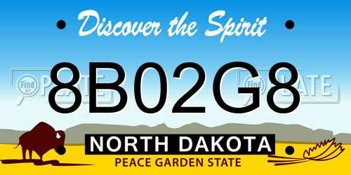 8B02G8 North Dakota License Plate